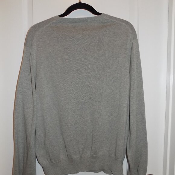 AMERICAN LIVING XL Gray Cotton V-neck Sweater Embroidered Eagle USA Flag - Picture 3 of 5